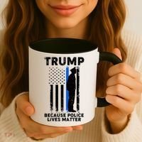 Trump Because Police Lives Matter Thin Blue Line Coffee Mug thumb 3