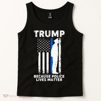 Trump Because Police Lives Matter Thin Blue Line Tank Top thumb 2