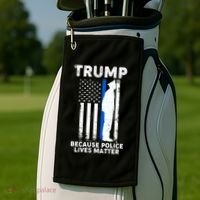 Trump Because Police Lives Matter Thin Blue Line Golf Towel thumb 2