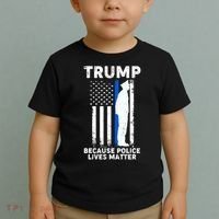 Trump Because Police Lives Matter Thin Blue Line Toddler T-Shirt thumb 2