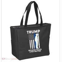 Trump Because Police Lives Matter Thin Blue Line Tote Bag thumb 2