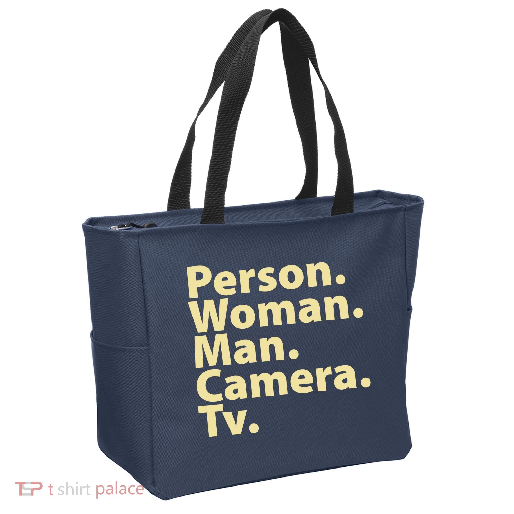 Trump Cognitive Test Person Woman Man Camera TV Tote Bag
