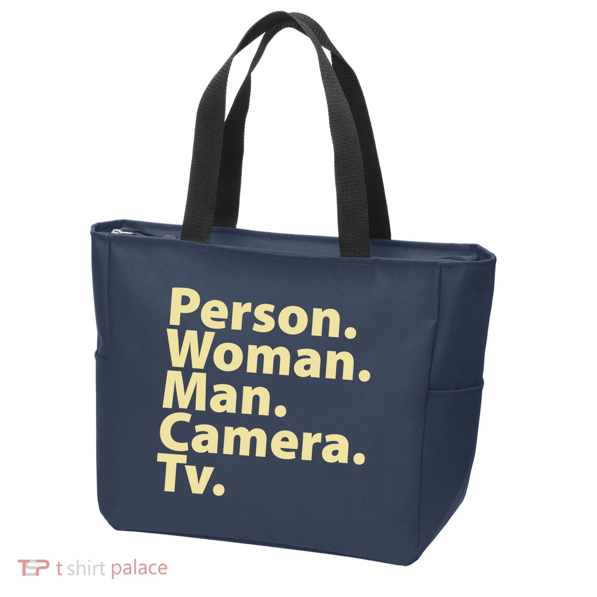 Trump Cognitive Test Person Woman Man Camera TV Tote Bag