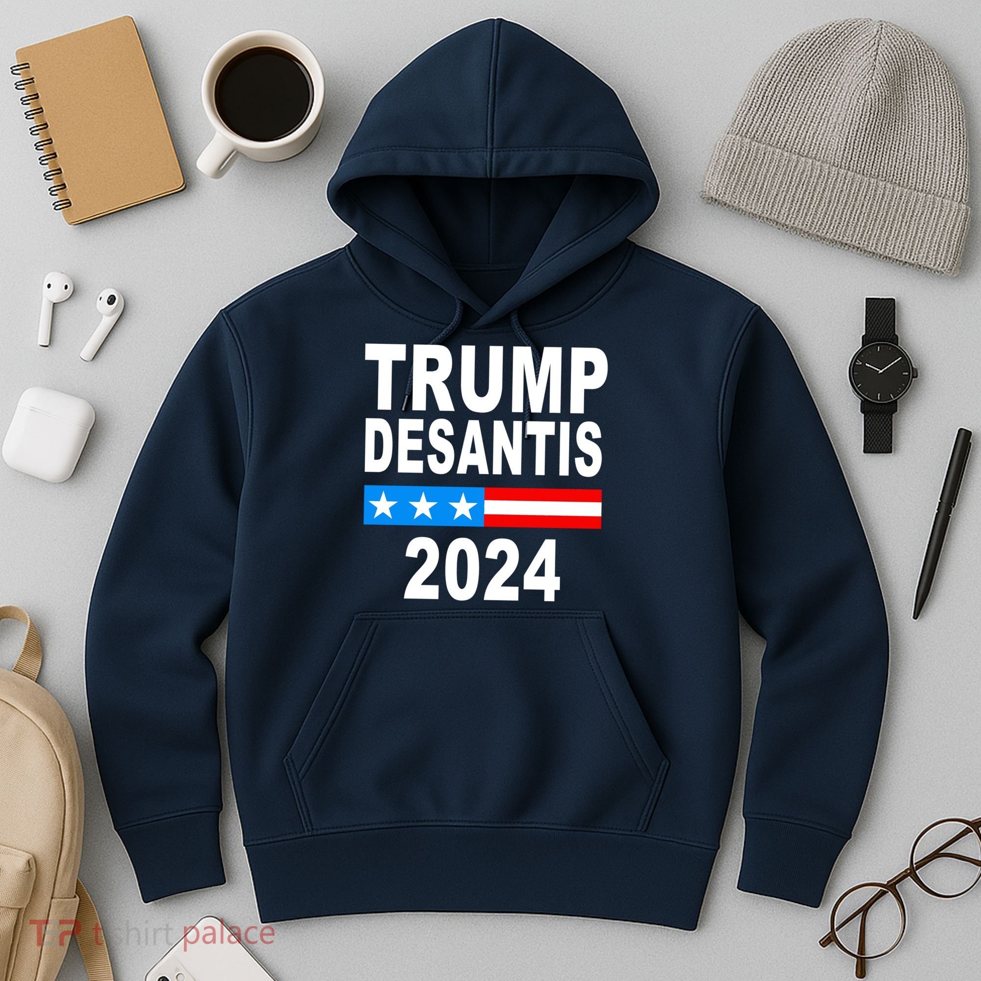 Trump Desantis 2024 US Flag Hoodie