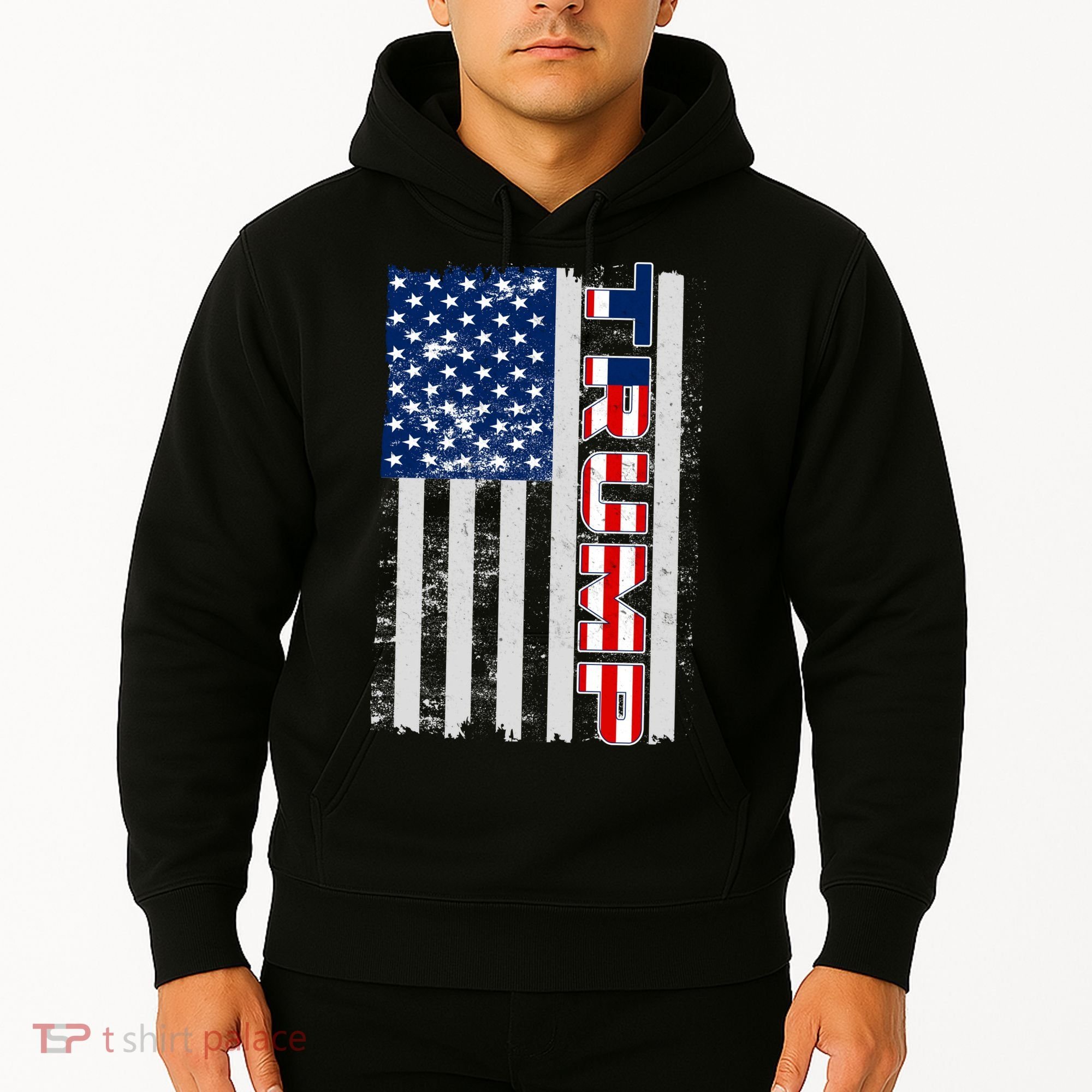 Trump Distressed USA Flag Hoodie