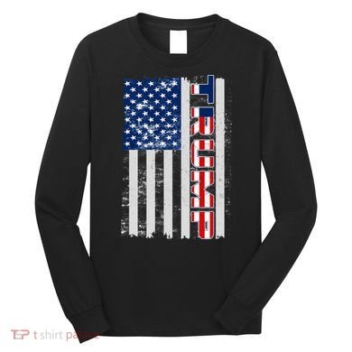 Trump Distressed USA Flag Long Sleeve Shirt
