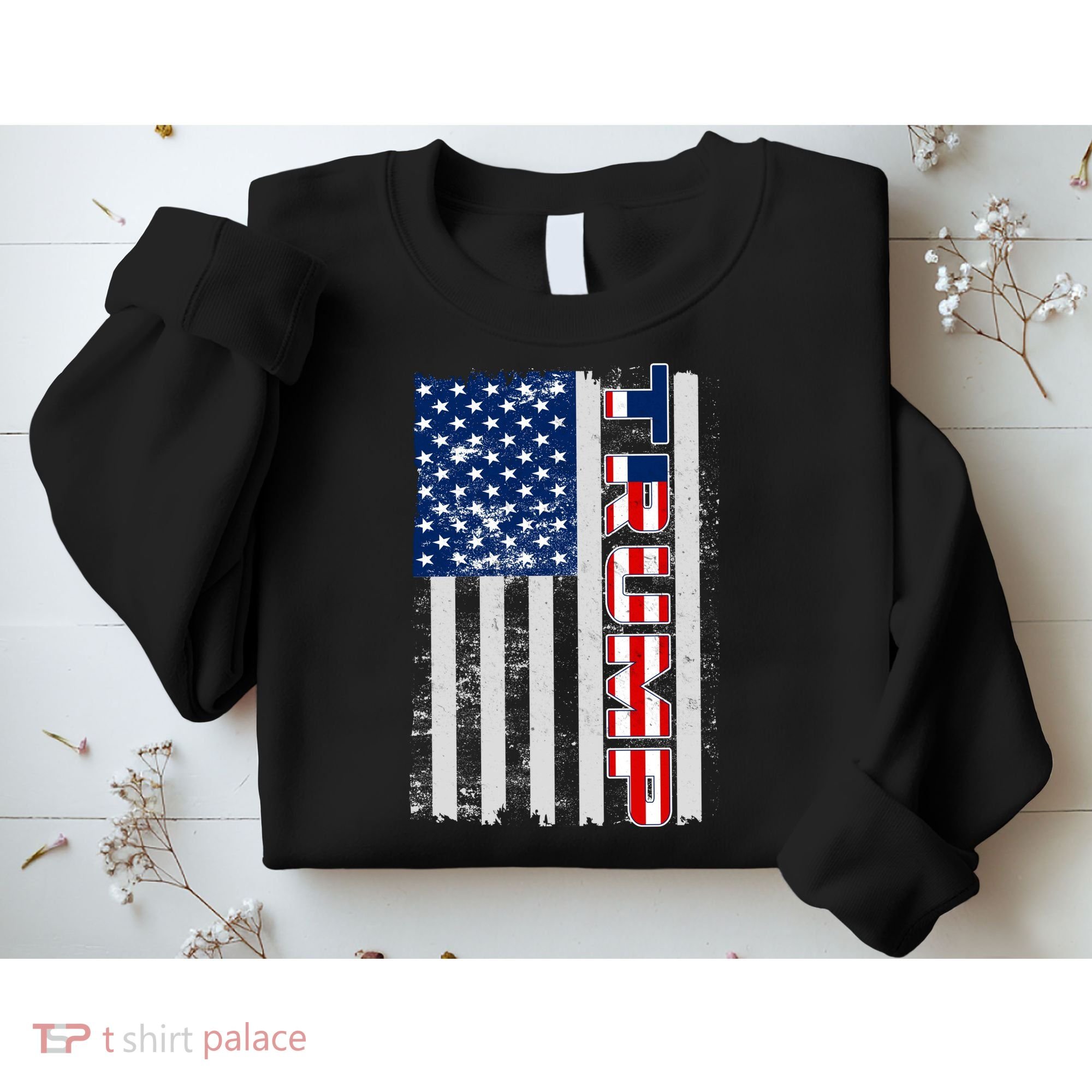 Trump Distressed USA Flag Sweatshirt
