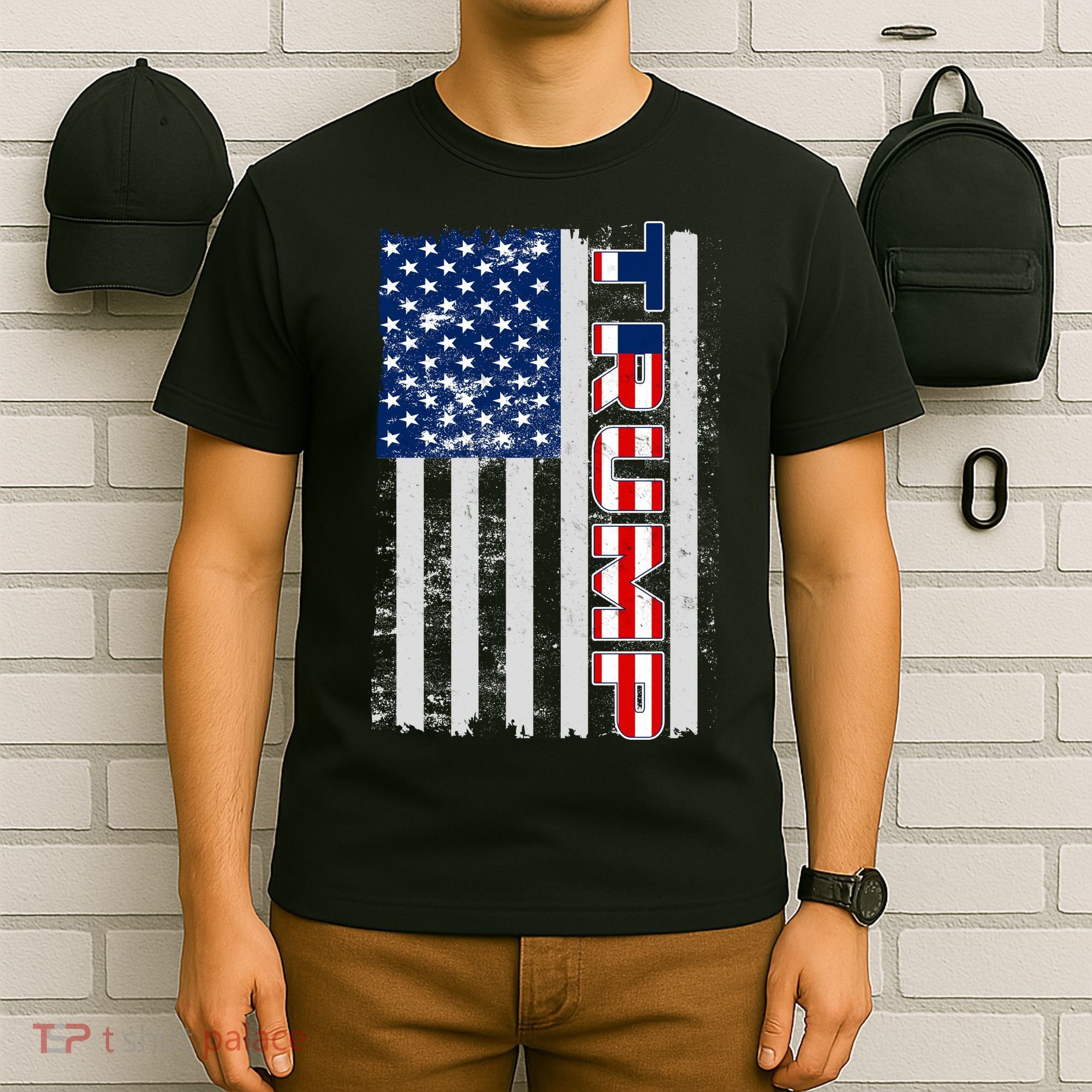 Trump Distressed USA Flag T-Shirt