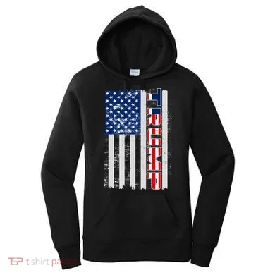 Trump Distressed USA Flag Women's Hoodie