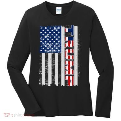 Trump Distressed USA Flag Women's Long Sleeve Shirt