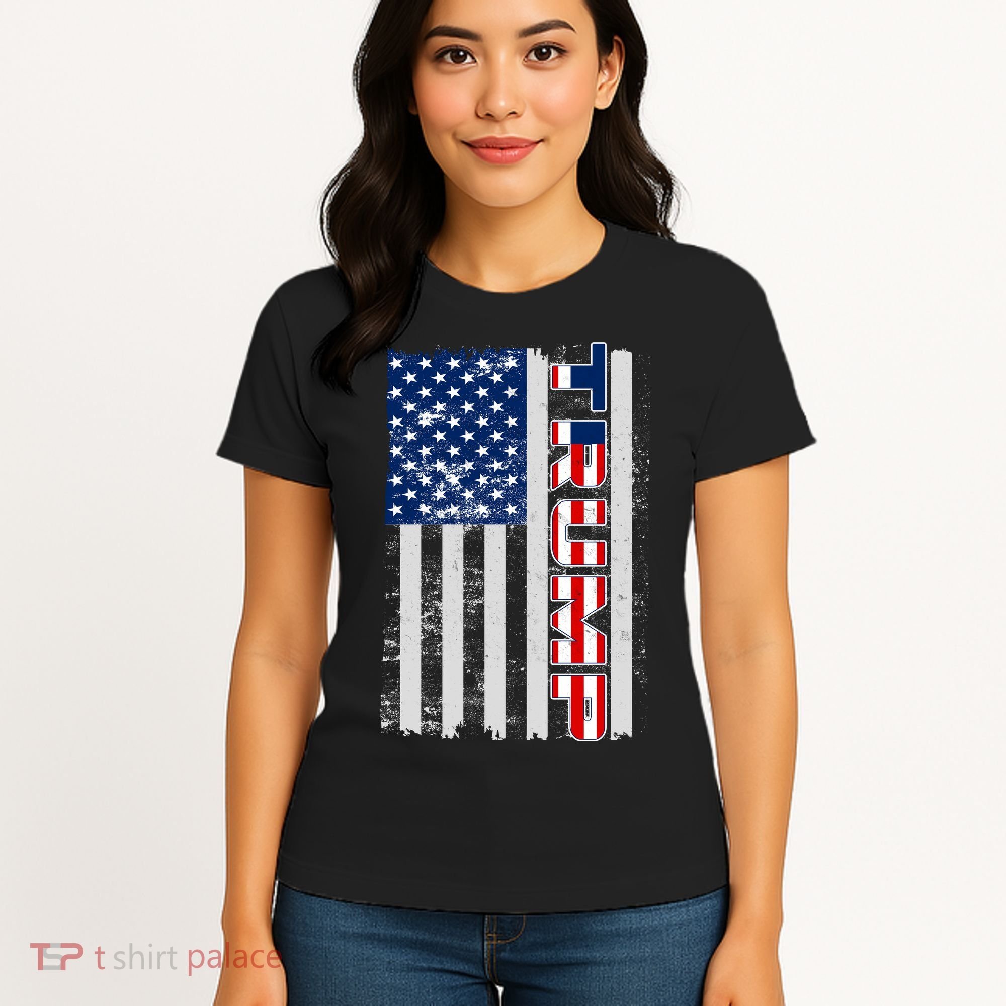 Trump Distressed USA Flag Women's T-Shirt