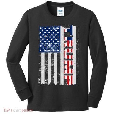 Trump Distressed USA Flag Kids Long Sleeve Shirt