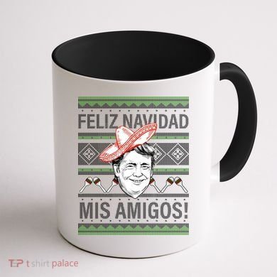 Trump Feliz Navidad Ugly Christmas Sweater Coffee Mug back