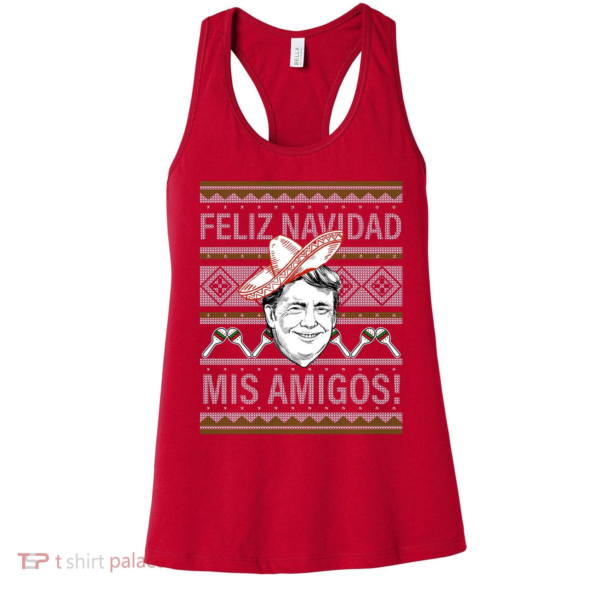 Trump Feliz Navidad Ugly Christmas Sweater Women's Tank Top