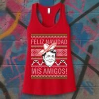 Trump Feliz Navidad Ugly Christmas Sweater Women's Tank Top thumb 3