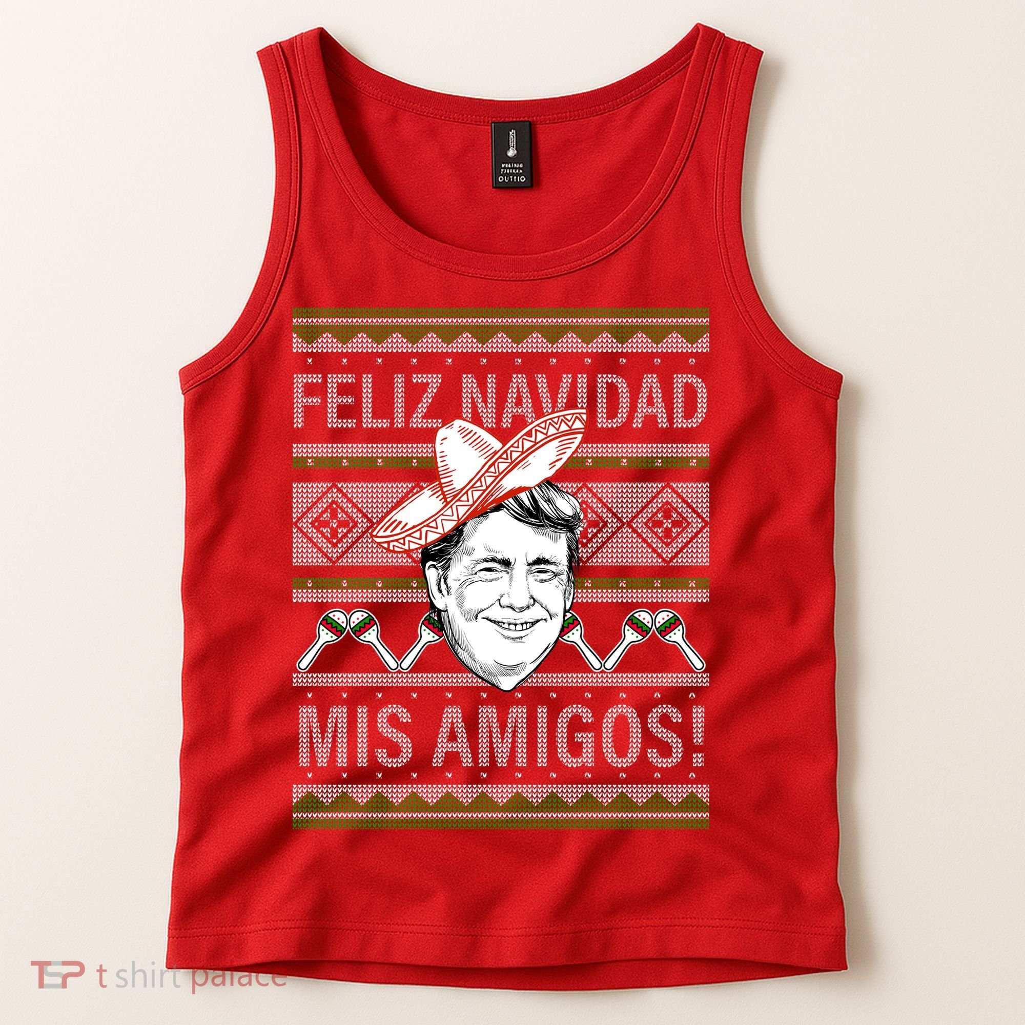 Trump Feliz Navidad Ugly Christmas Sweater Tank Top