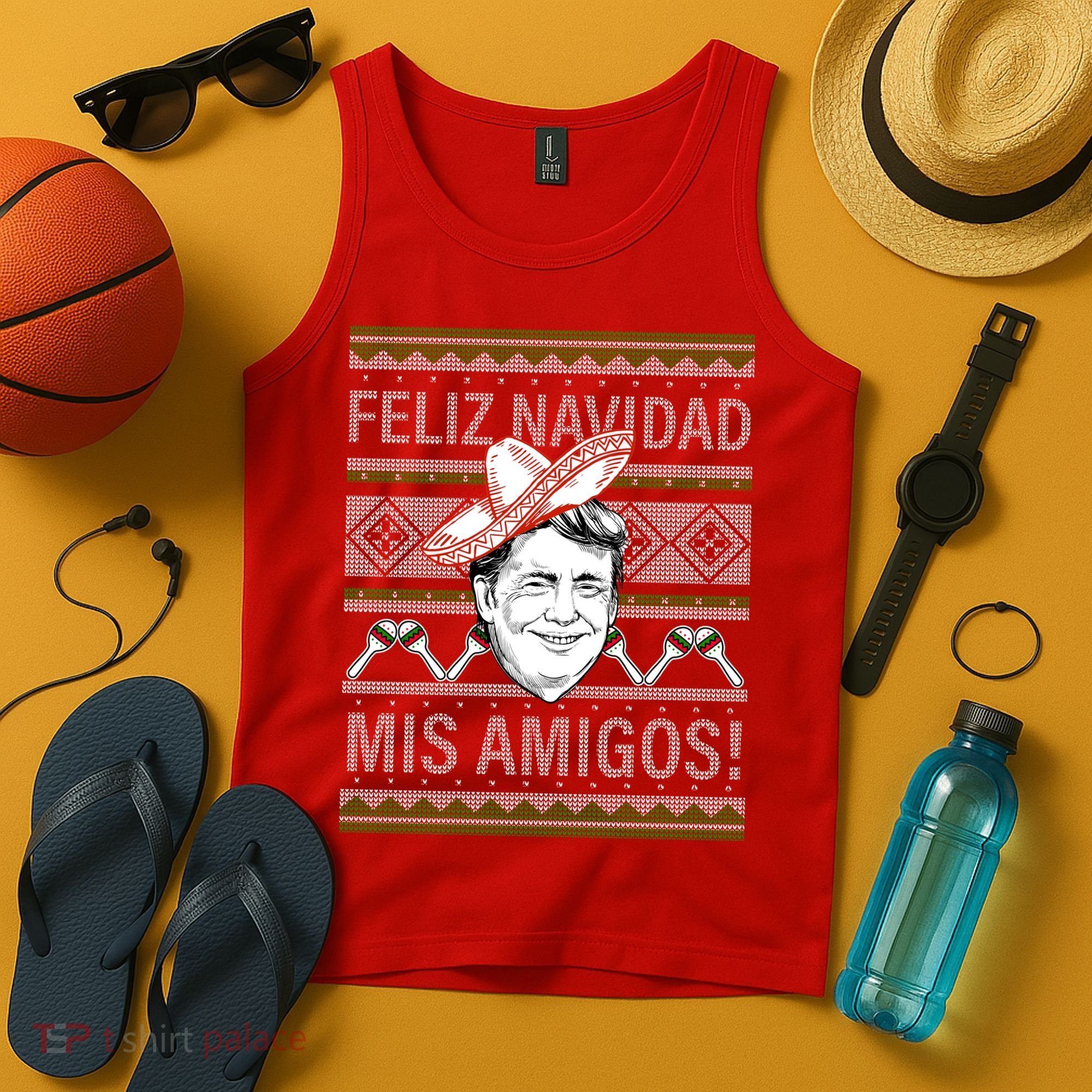 Trump Feliz Navidad Ugly Christmas Sweater Tank Top