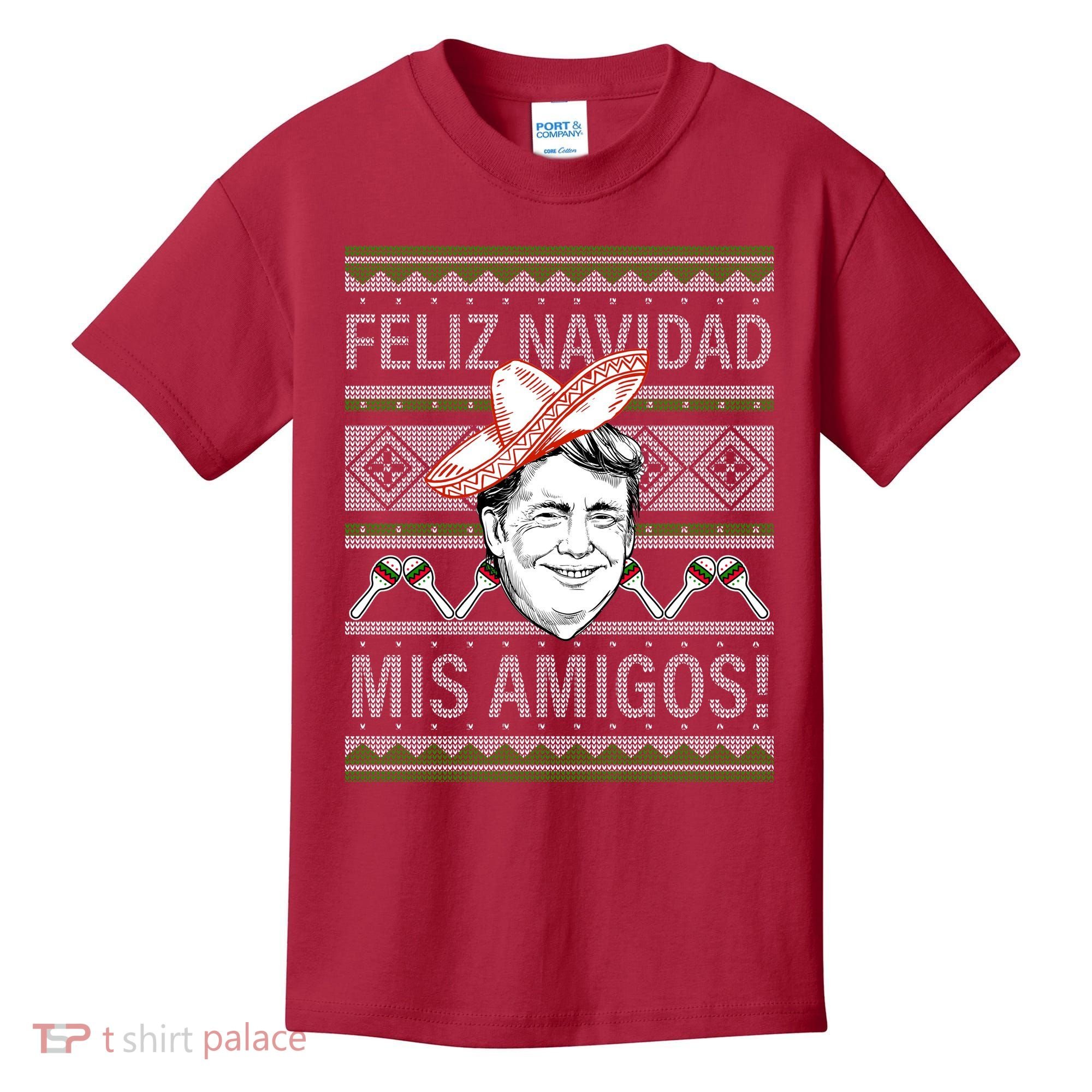Trump Feliz Navidad Ugly Christmas Sweater Kids T-Shirt