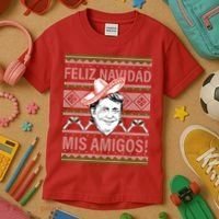 Trump Feliz Navidad Ugly Christmas Sweater Kids T-Shirt thumb 3