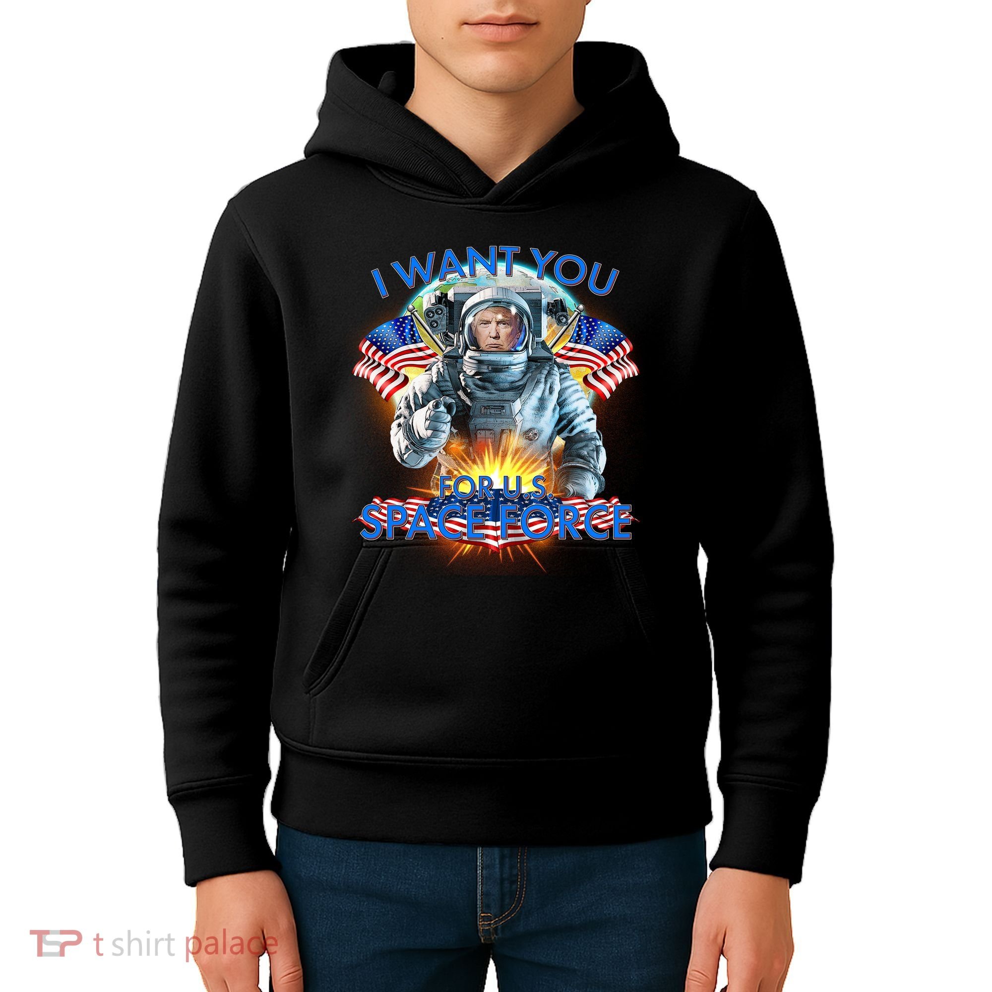 Trump I Want You For US Space Force Kids Hoodie