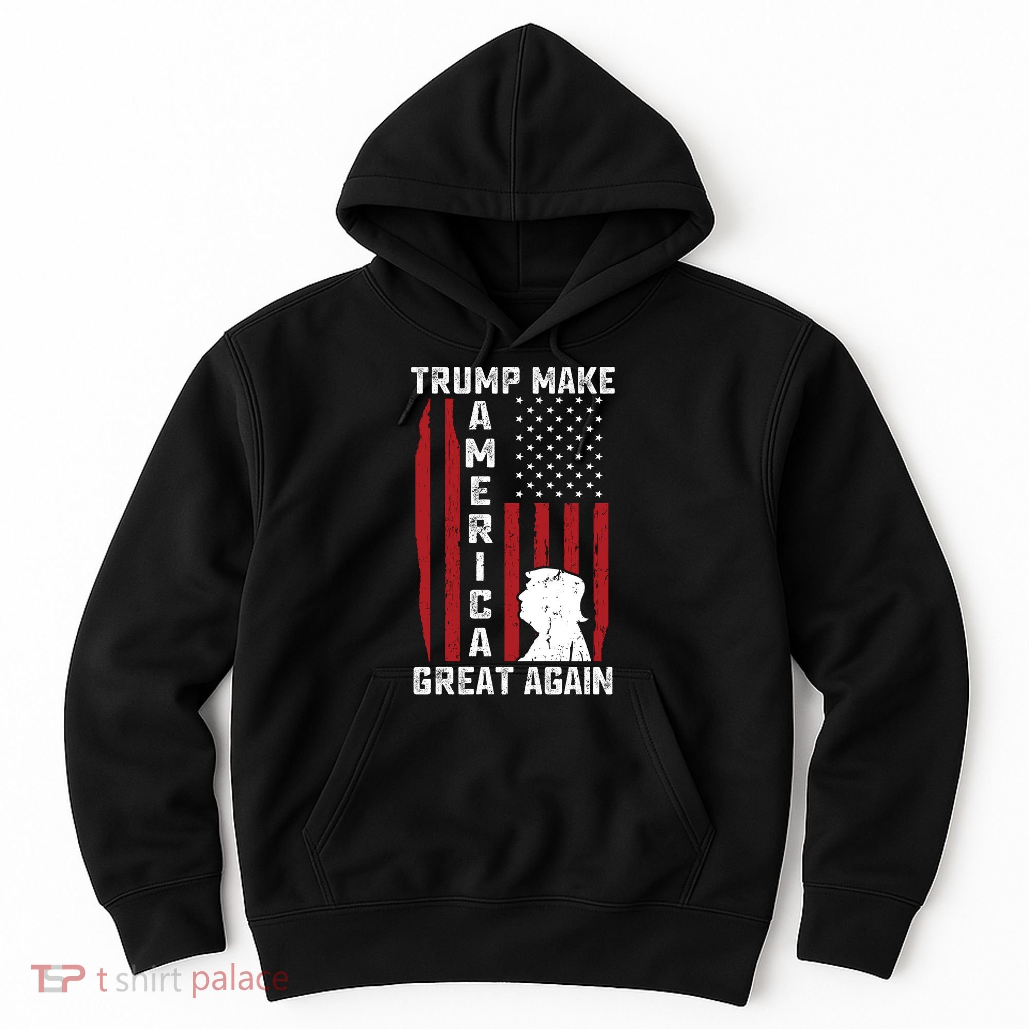Trump Make America Great Again Distress Flag Hoodie