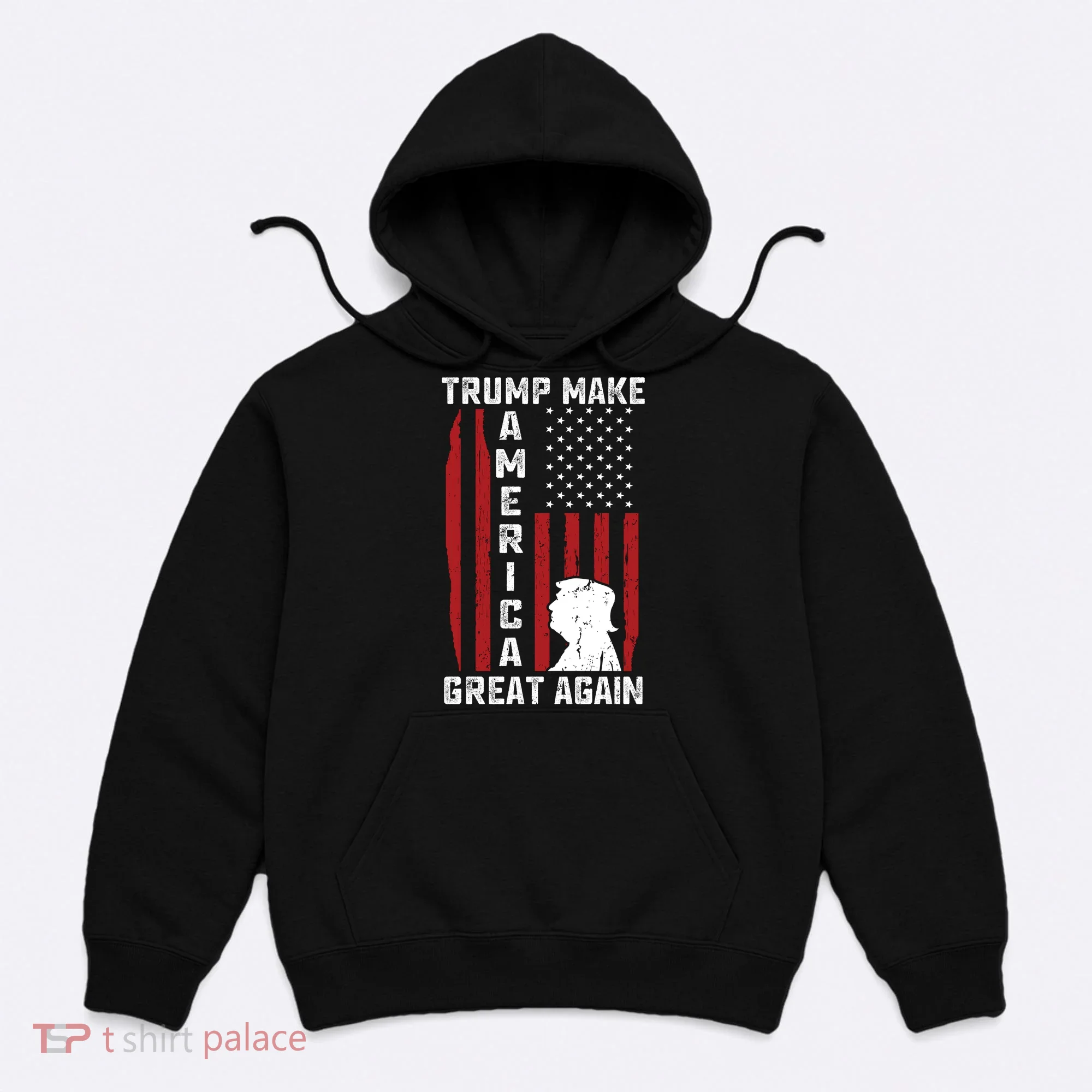 Trump Make America Great Again Distress Flag Hoodie