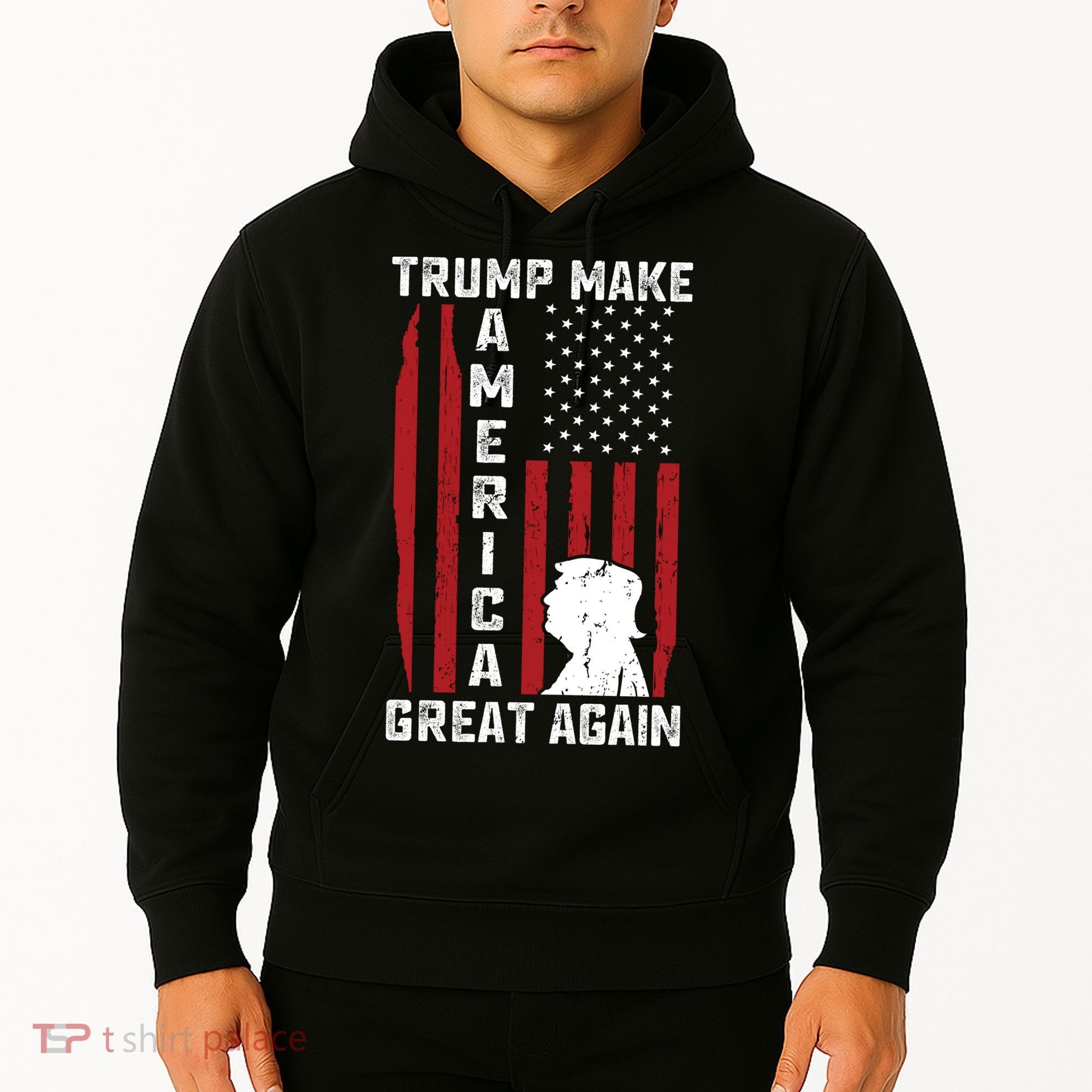 Trump Make America Great Again Distress Flag Hoodie