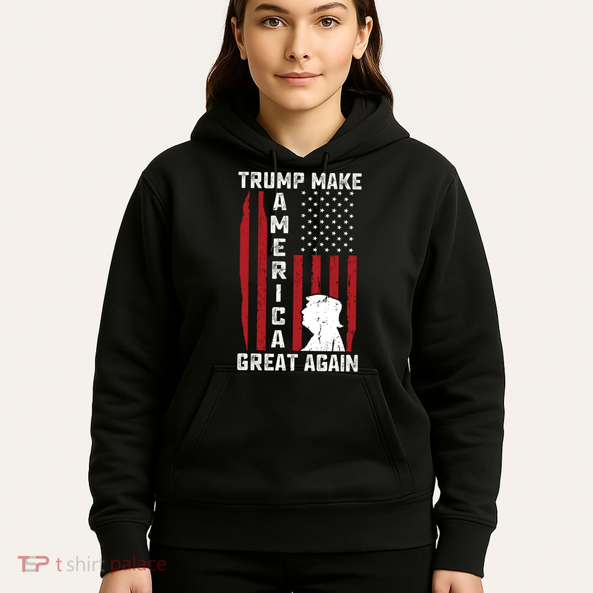 Trump Make America Great Again Distress Flag Hoodie