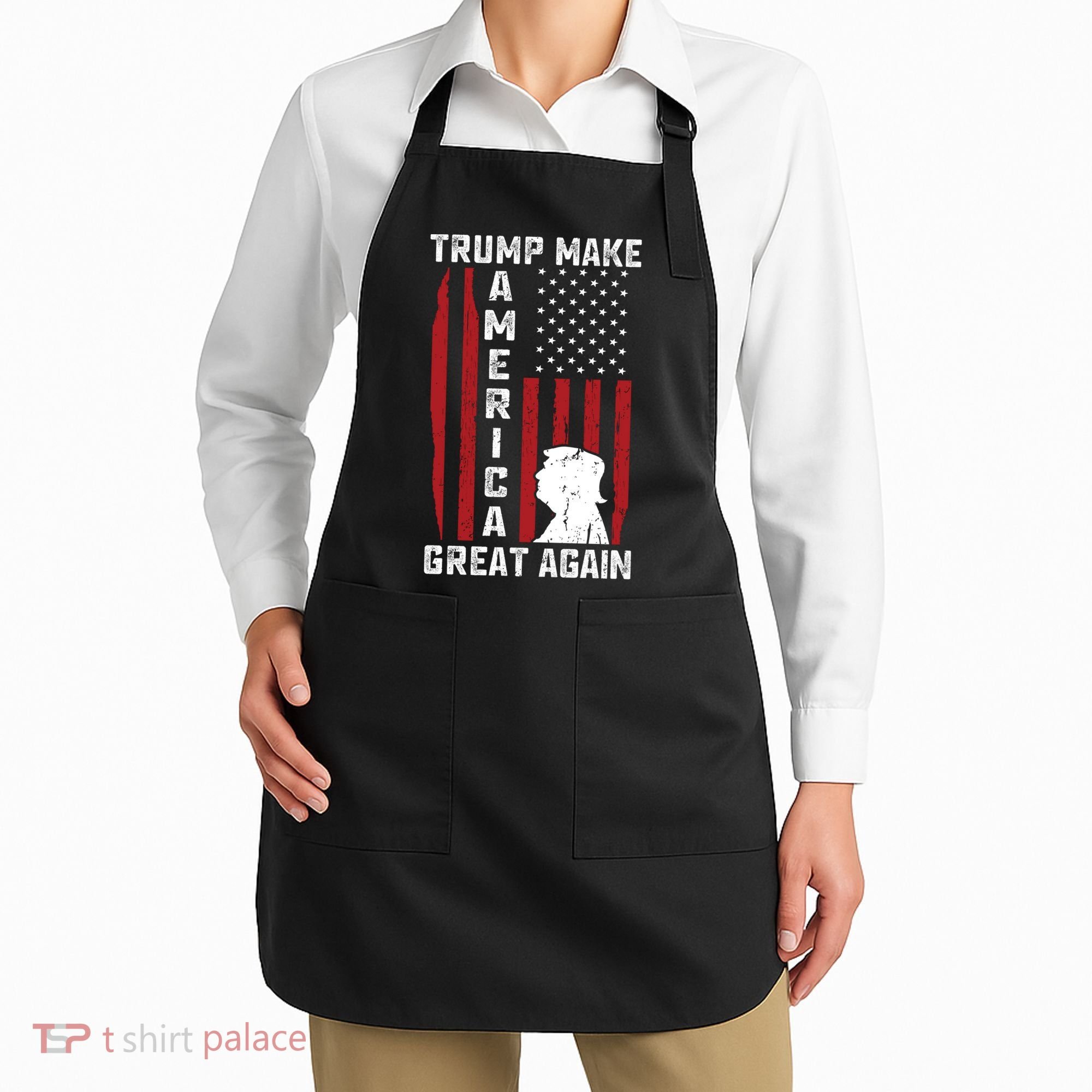 Trump Make America Great Again Distress Flag Apron