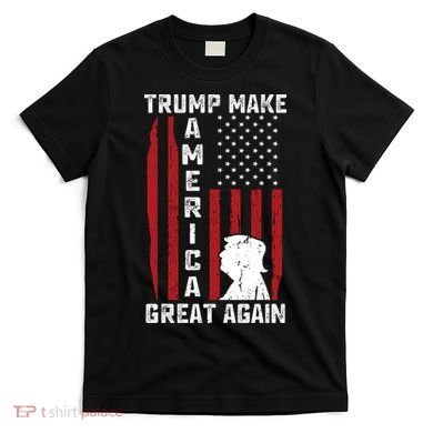 Trump Make America Great Again Distress Flag T-Shirt