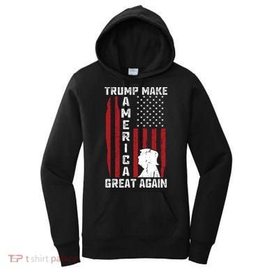 Trump Make America Great Again Distress Flag Women's Hoodie