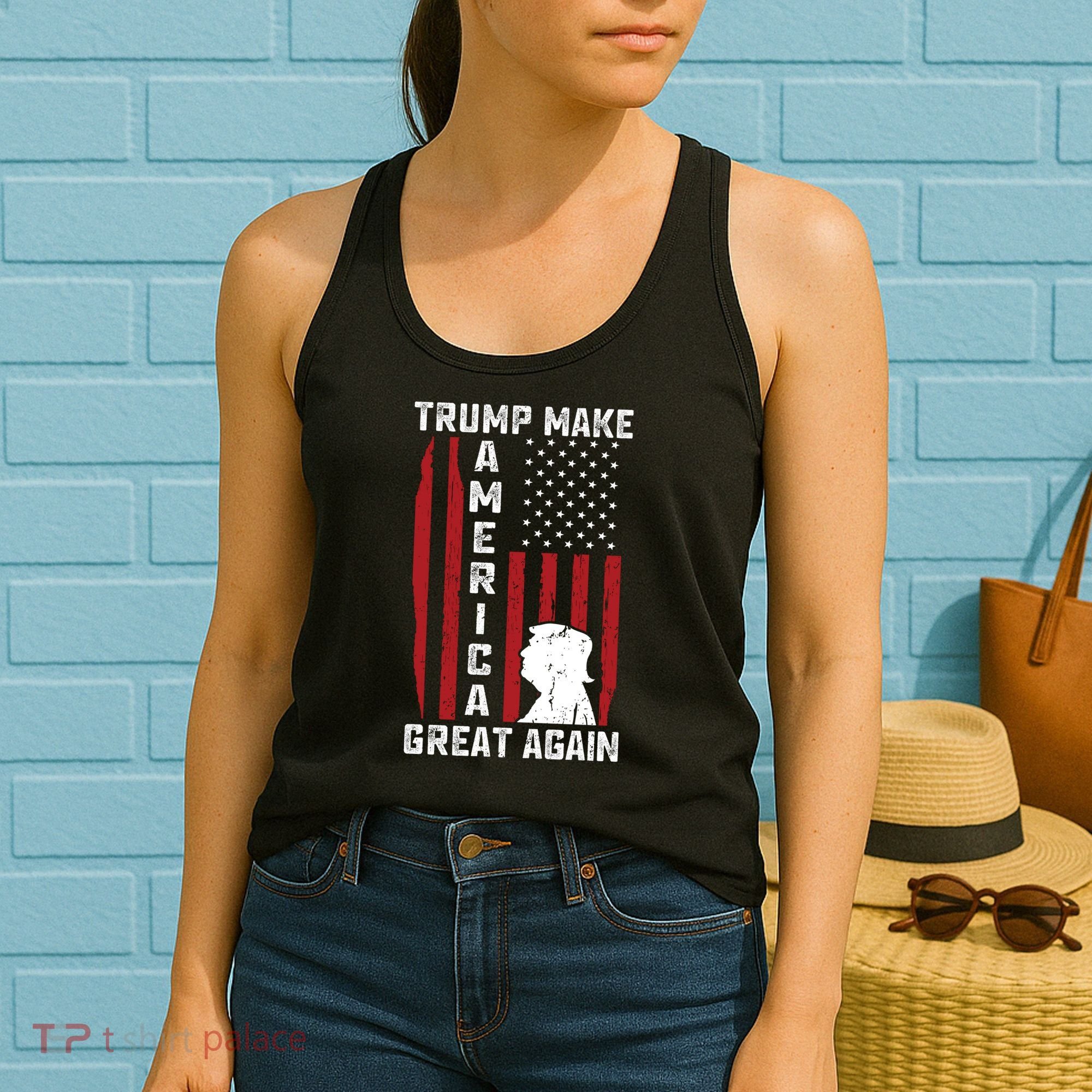 Trump Make America Great Again Distress Flag Women's Tank Top