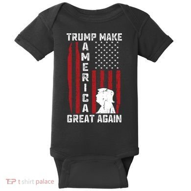 Trump Make America Great Again Distress Flag Baby Bodysuit