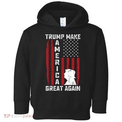 Trump Make America Great Again Distress Flag Toddler Hoodie