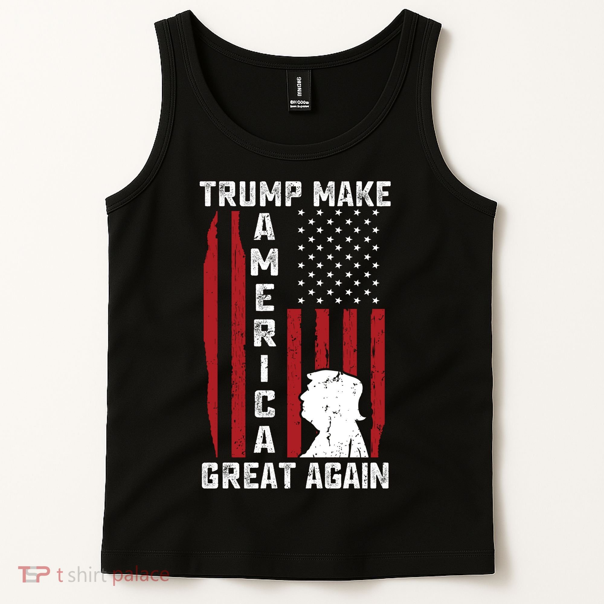 Trump Make America Great Again Distress Flag Tank Top