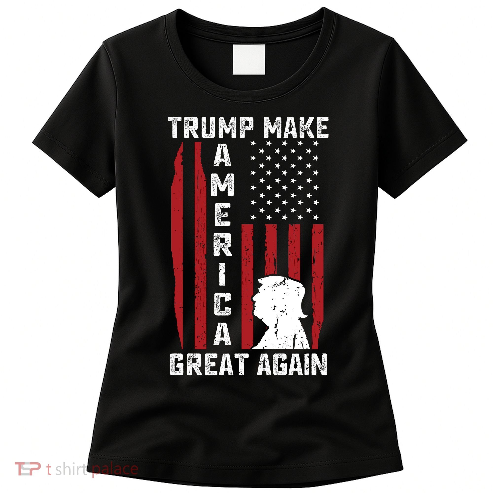 Trump Make America Great Again Distress Flag Women's T-Shirt