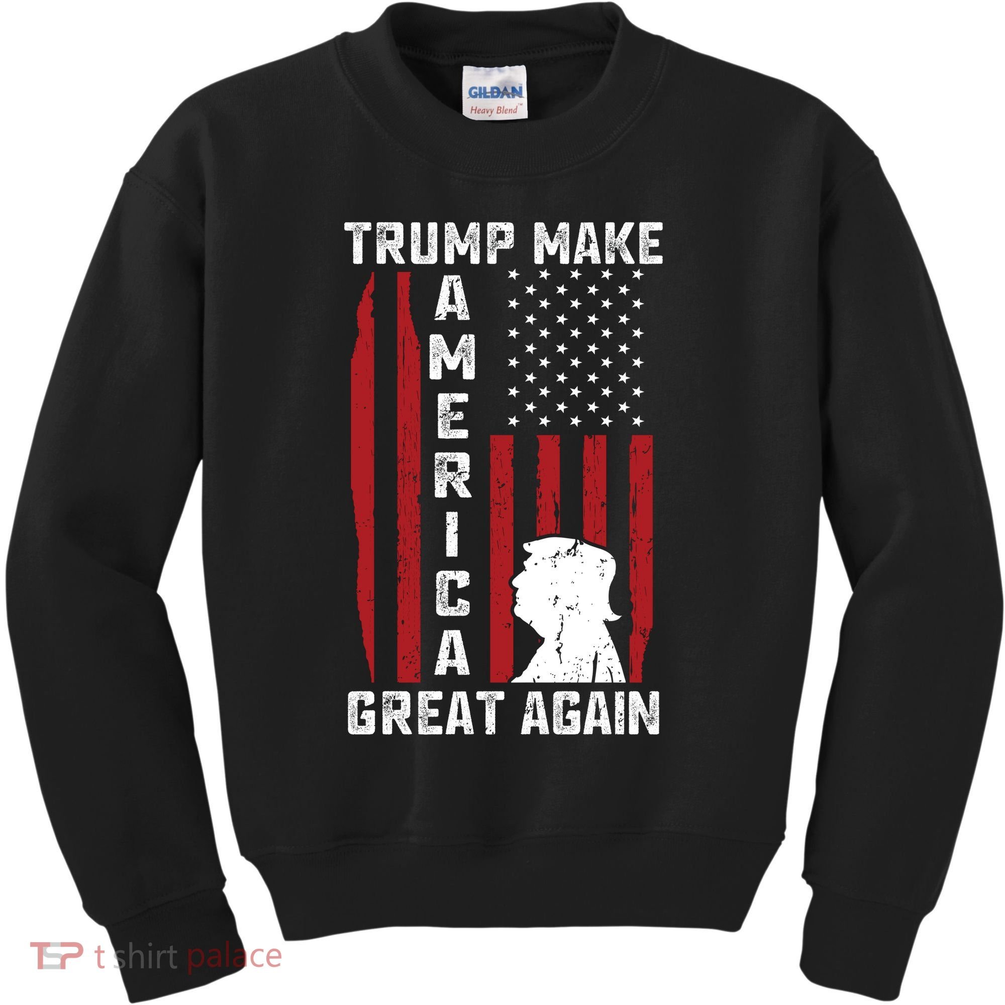 Trump Make America Great Again Distress Flag Kids Sweatshirt