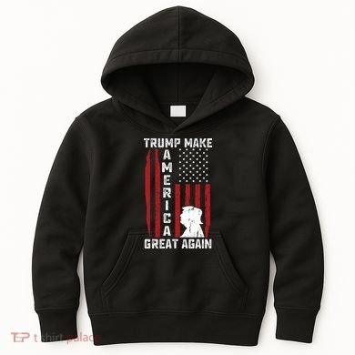 Trump Make America Great Again Distress Flag Kids Hoodie