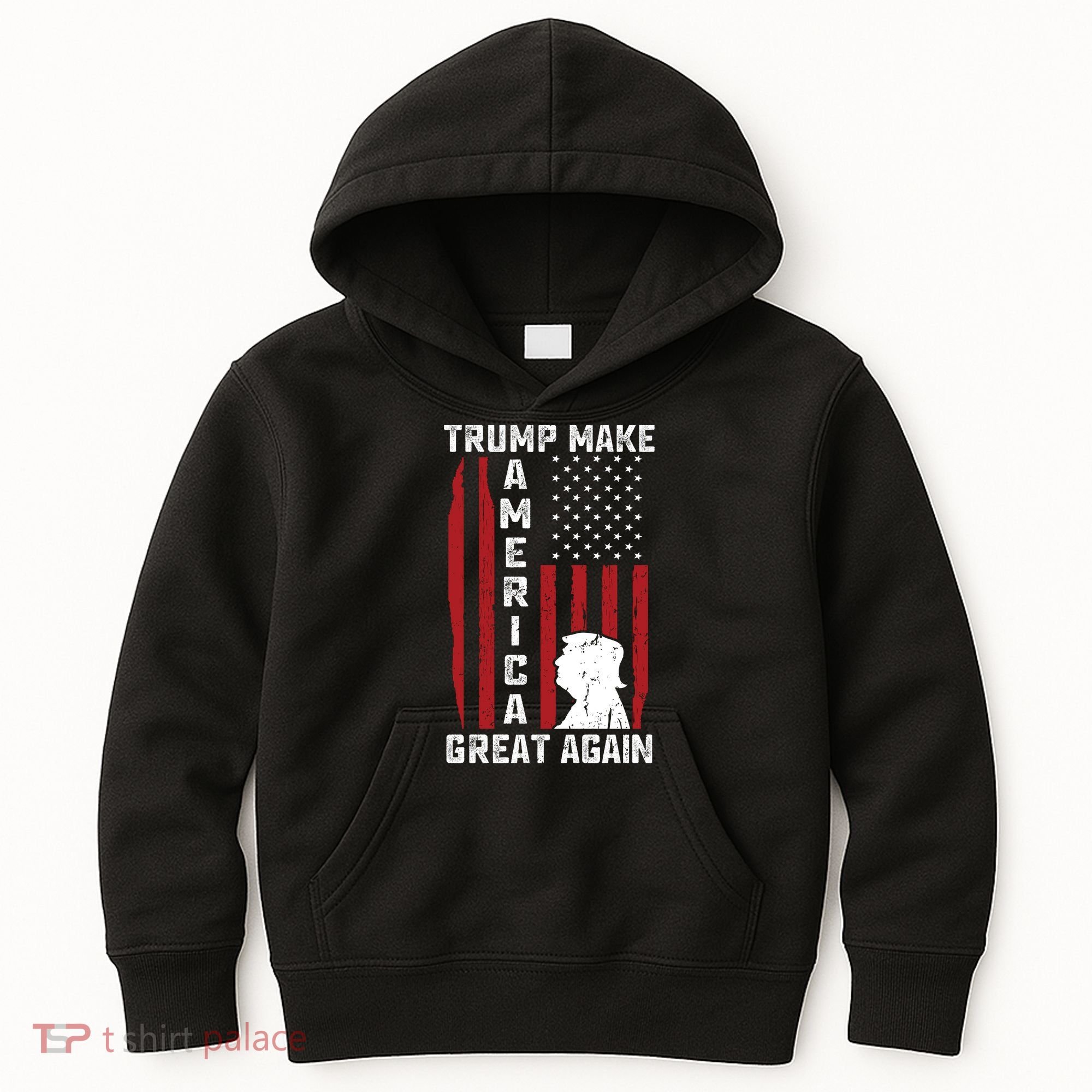 Trump Make America Great Again Distress Flag Kids Hoodie