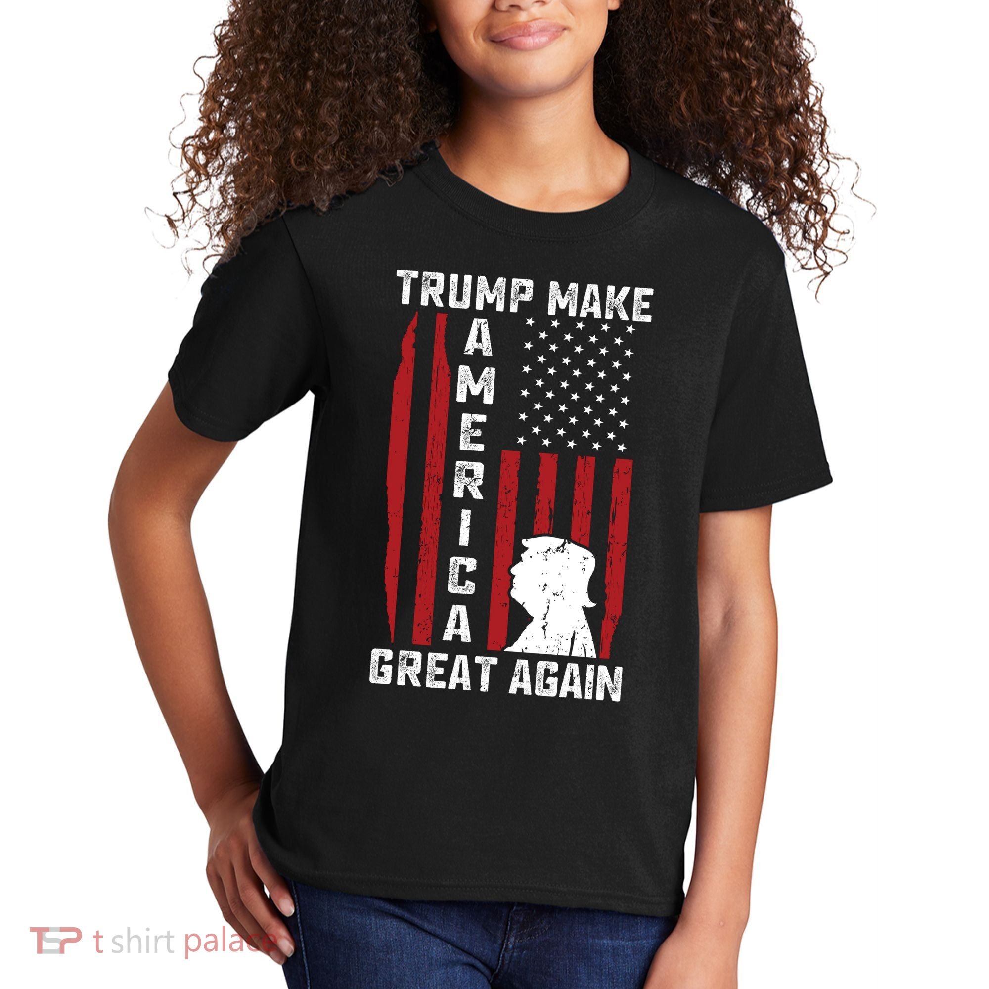 Trump Make America Great Again Distress Flag Kids T-Shirt