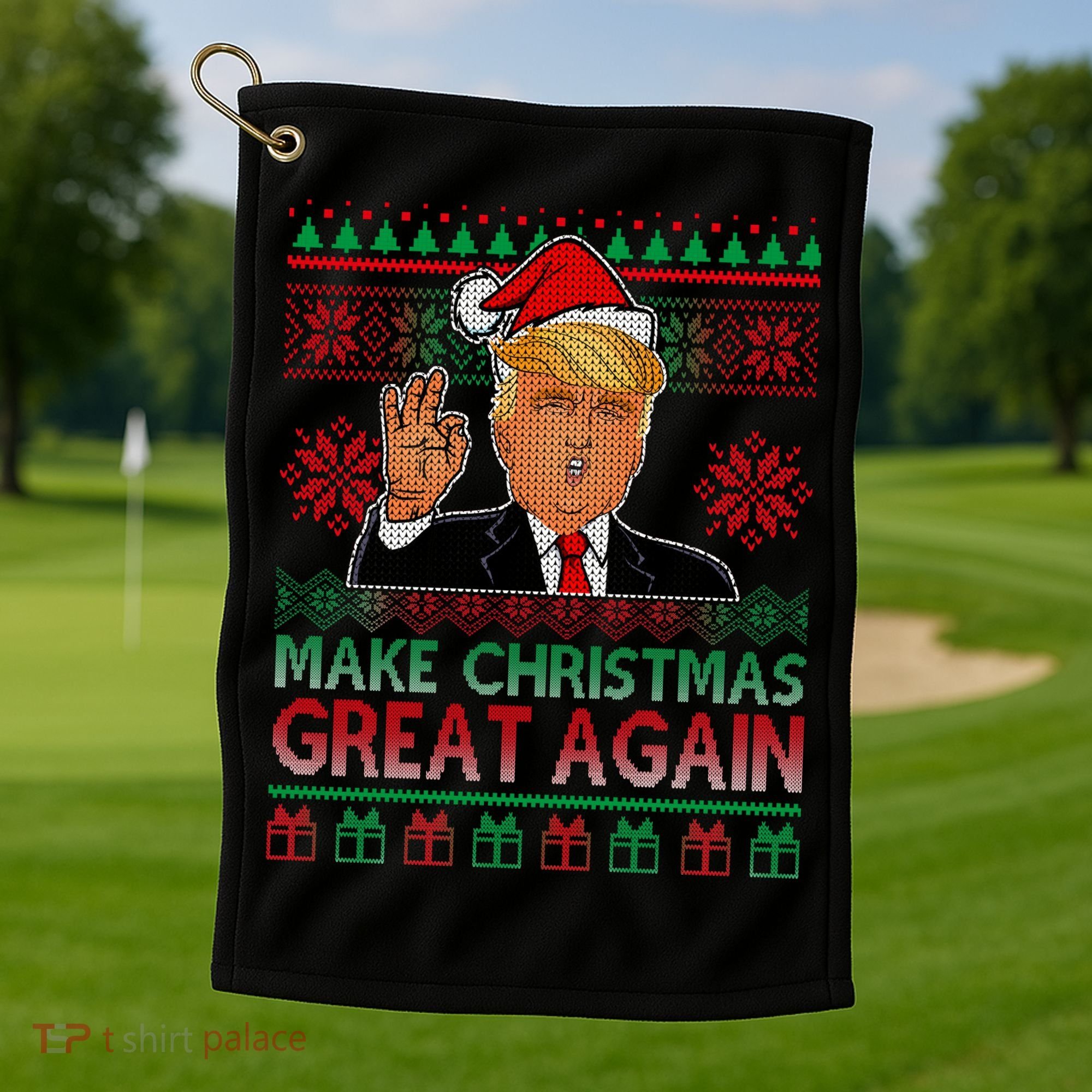 Trump Make Christmas Great Again Ugly Golf Towel