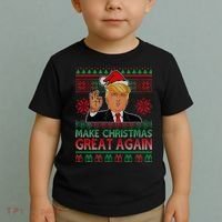 Trump Make Christmas Great Again Ugly Toddler T-Shirt thumb 2