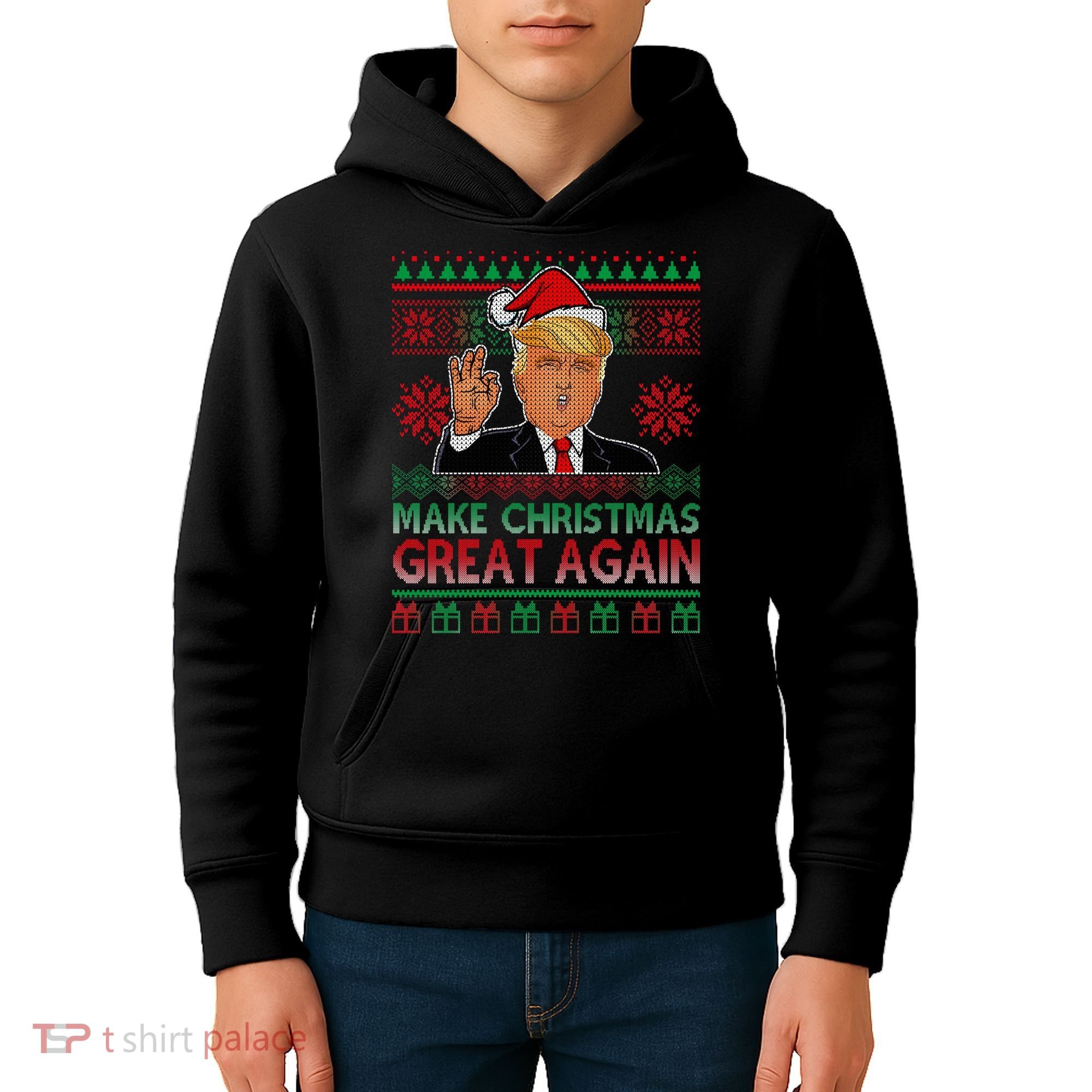 Trump Make Christmas Great Again Ugly Kids Hoodie