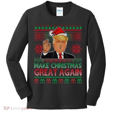 Trump Make Christmas Great Again Ugly Kids Long Sleeve Shirt