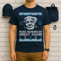 Trump Make Hanukkah Great Again Ugly T-Shirt thumb 6