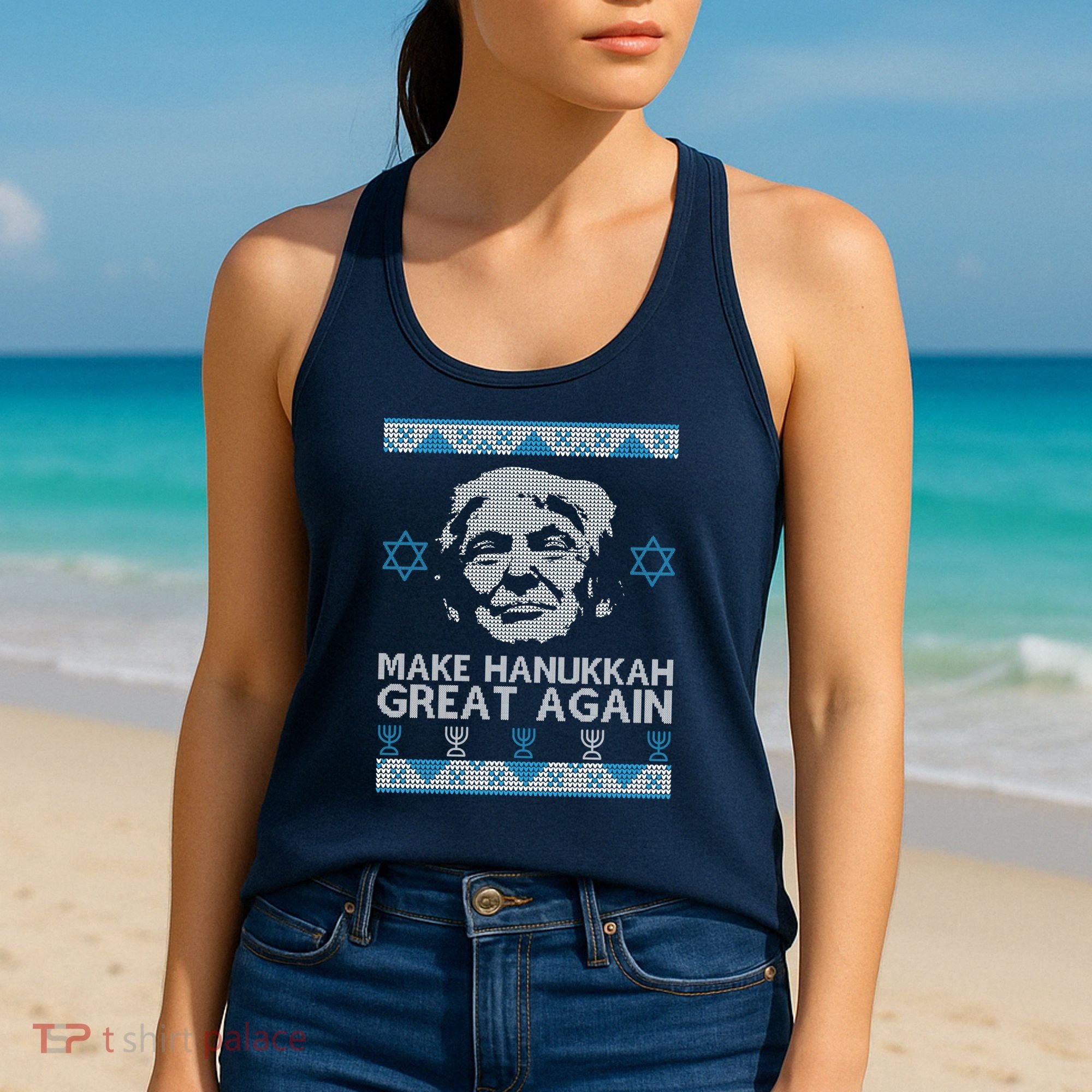 Trump Make Hanukkah Great Again Ugly Women's Tank Top