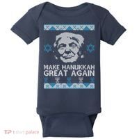 Trump Make Hanukkah Great Again Ugly Baby Bodysuit thumb 0