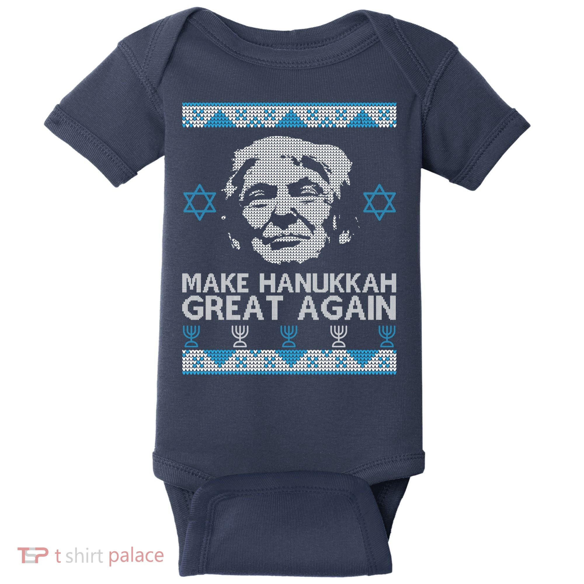 Trump Make Hanukkah Great Again Ugly Baby Bodysuit