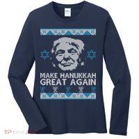 Trump Make Hanukkah Great Again Ugly Women's Long Sleeve Shirt thumb 0