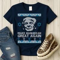 Trump Make Hanukkah Great Again Ugly Women's T-Shirt thumb 3